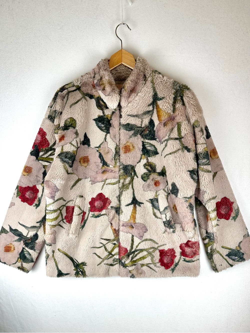 Hutch Anthropologie Florita Faux Fur Floral Zip Up Coat - Picture 2 of 12